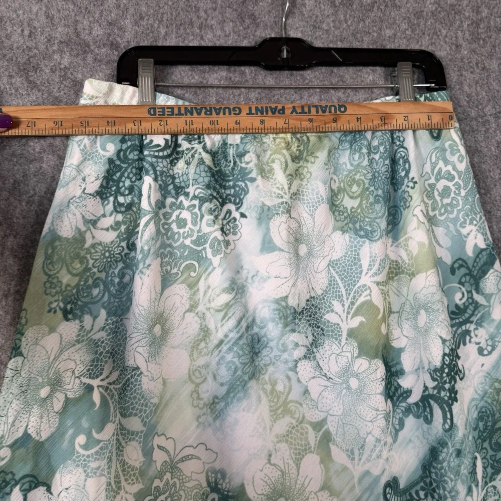 Vintage Floral Skirt Sheer Chiffon Womens Size 14‎ Fairy Garden Paisley Green